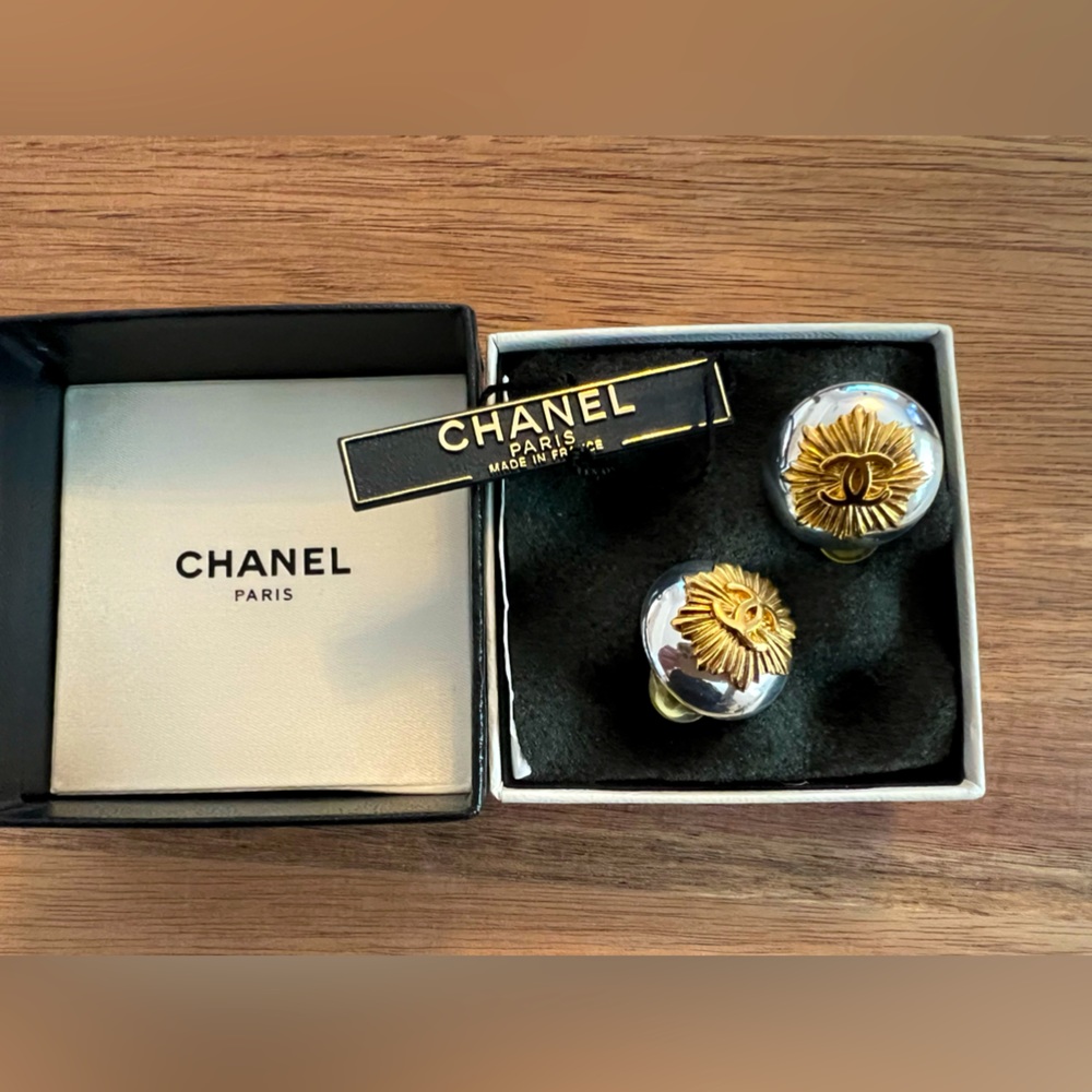 Chanel Coco Mark Metal Clip Earrings